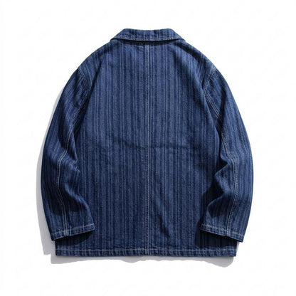 Mens Outlet House - Aovur | Striped Denim Blazer Men