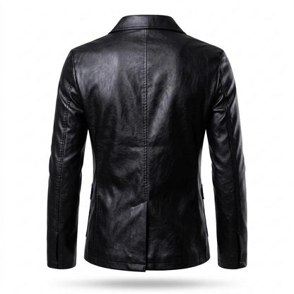 Mens Outlet House - Mabol | Single-Breasted Slim Fit Leather Jacket Men
