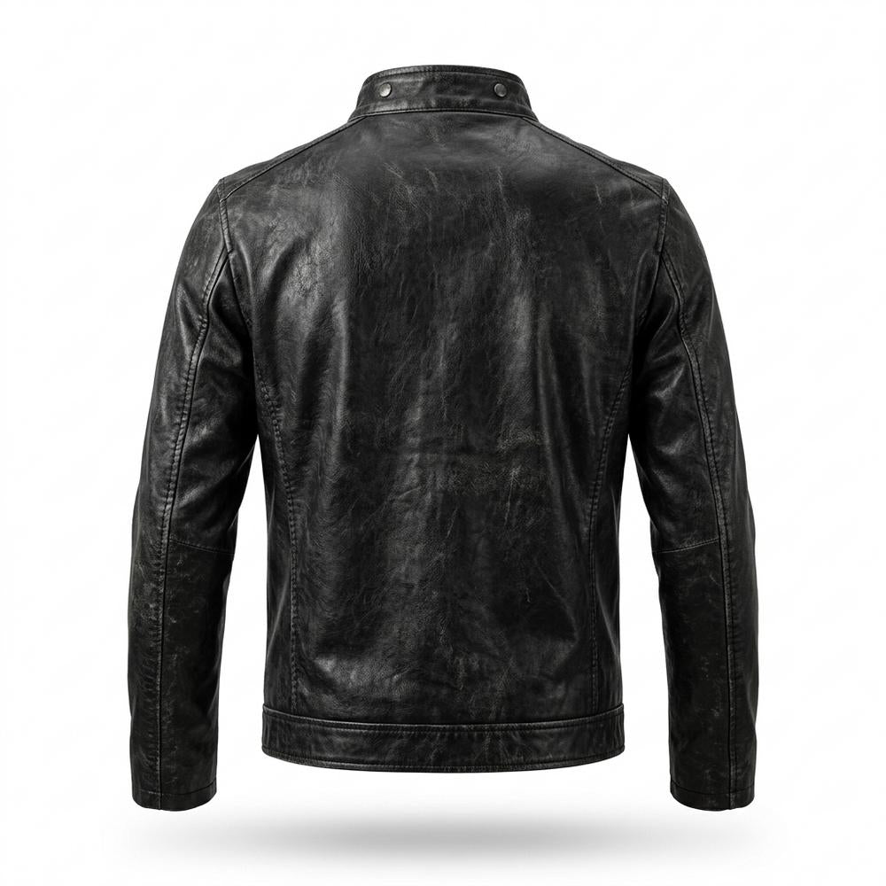 Mens Outlet House - Lasan | Slim-Fit Textured Leather Jacket Men