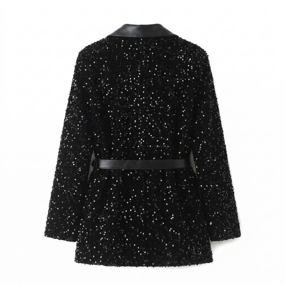 Mens Outlet House - Cosan | Sequined Belted Blazer Women