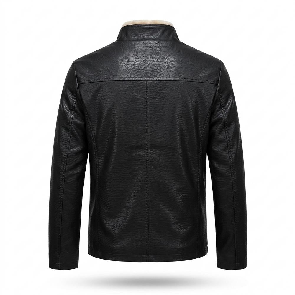 Mens Outlet House - Vavel | Sherpa-Lined Zip-Up Leather Jacket Men