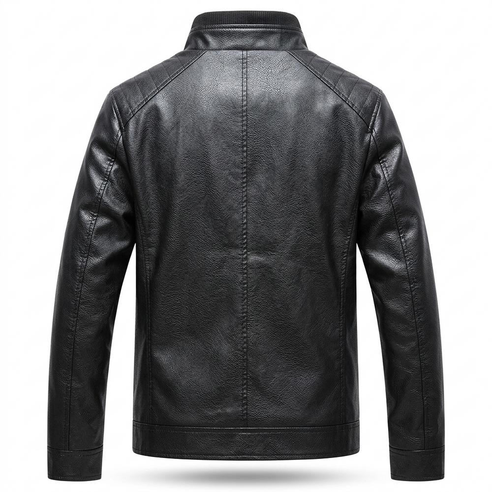 Mens Outlet House - Seral | Zip-Up Stand-Collar Leather Jacket Men