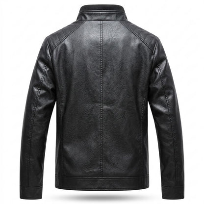 Mens Outlet House - Seral | Zip-Up Stand-Collar Leather Jacket Men