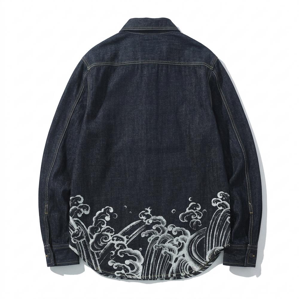 Mens Outlet House - Ranav | Denim Embroidered Shirt Men