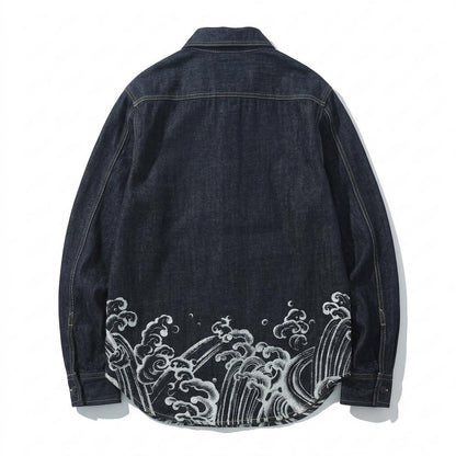 Mens Outlet House - Ranav | Denim Embroidered Shirt Men