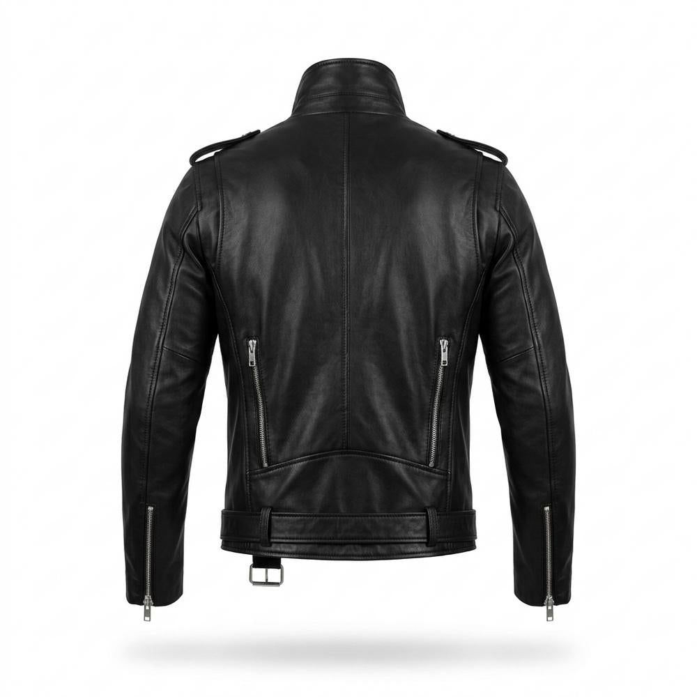 Mens Outlet House - Tator | Asymmetrical Belted Leather Jacket Men