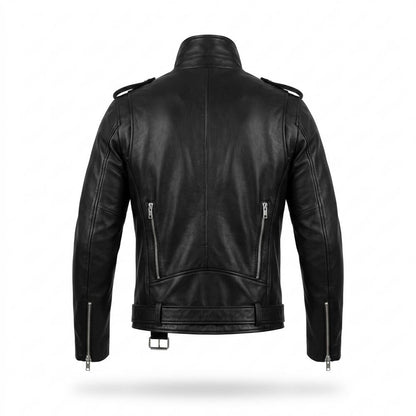 Mens Outlet House - Tator | Asymmetrical Belted Leather Jacket Men