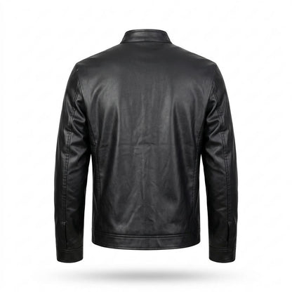Mens Outlet House - Rufil | Zip-Up Stand-Collar Leather Jacket Men