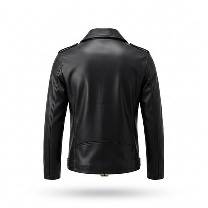 Mens Outlet House - Neken | Asymmetrical Belted Leather Jacket Men