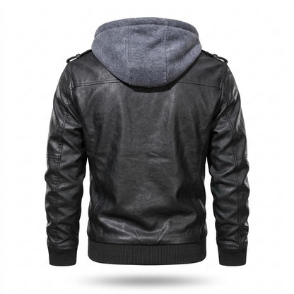 Mens Outlet House - Nosan | Hooded Lined Leather Jacket Men