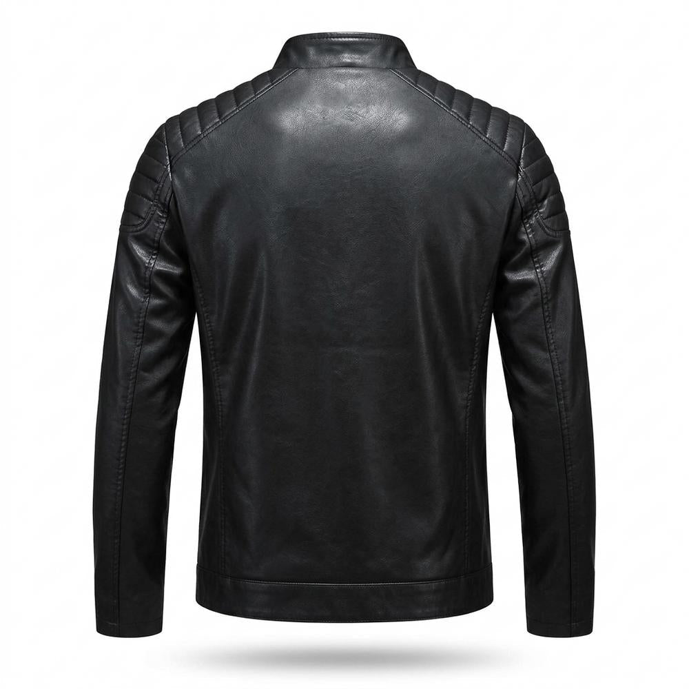 Mens Outlet House - Vizan | Quilted Zip-Up Leather Jacket Men