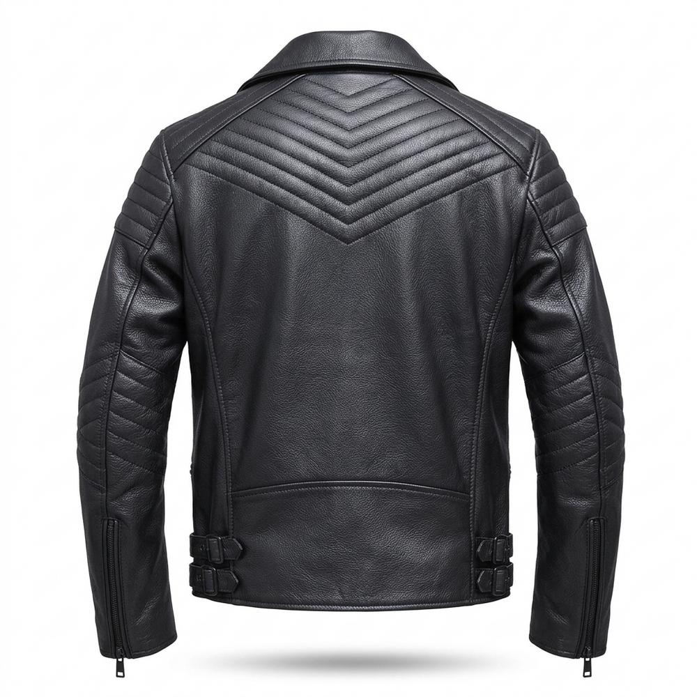 Mens Outlet House - Alhal | Quilted Asymmetrical Leather Jacket Men