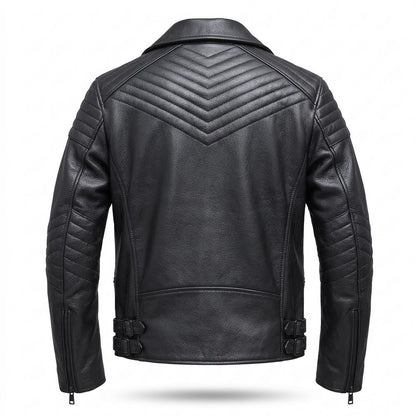 Mens Outlet House - Alhal | Quilted Asymmetrical Leather Jacket Men