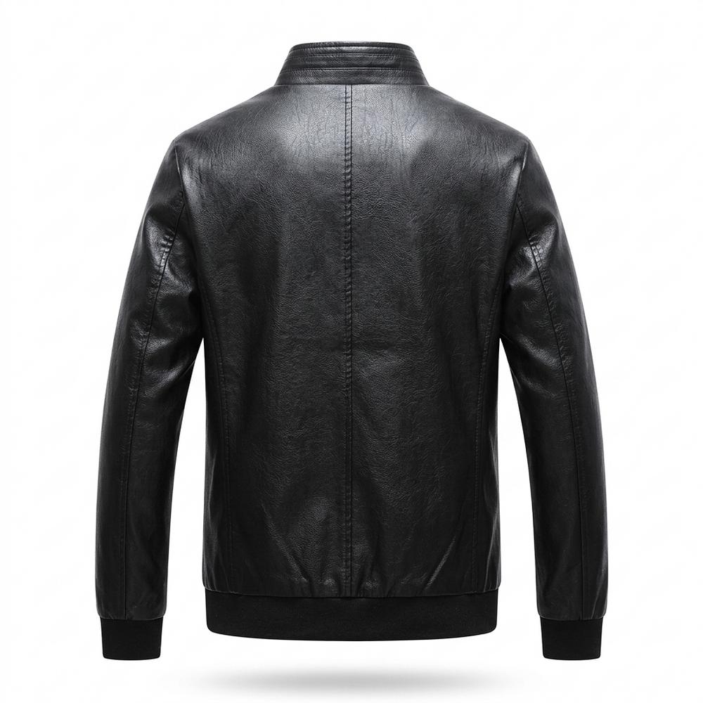Mens Outlet House - Lyvar | Zip-Up Stand-Collar Leather Jacket Men