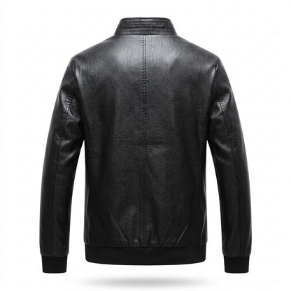 Mens Outlet House - Lyvar | Zip-Up Stand-Collar Leather Jacket Men