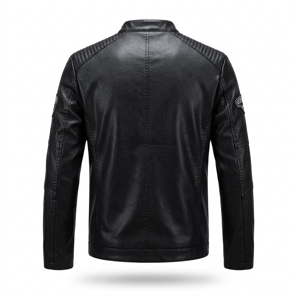 Mens Outlet House - Laser | Quilted Stand-Collar Leather Jacket Men