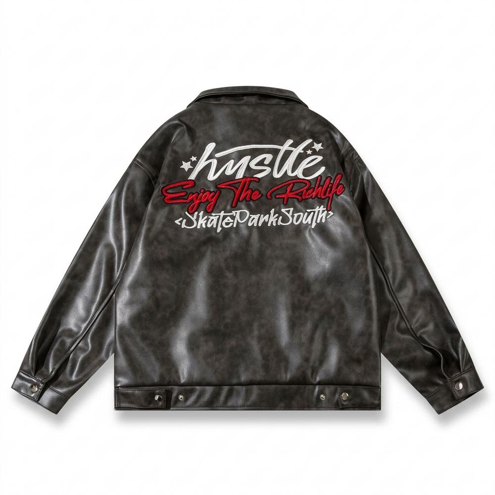 Mens Outlet House - Rovin | Zip-Up Faux-Leather Leather Jacket Unisex