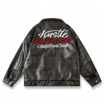 Mens Outlet House - Rovin | Zip-Up Faux-Leather Leather Jacket Unisex