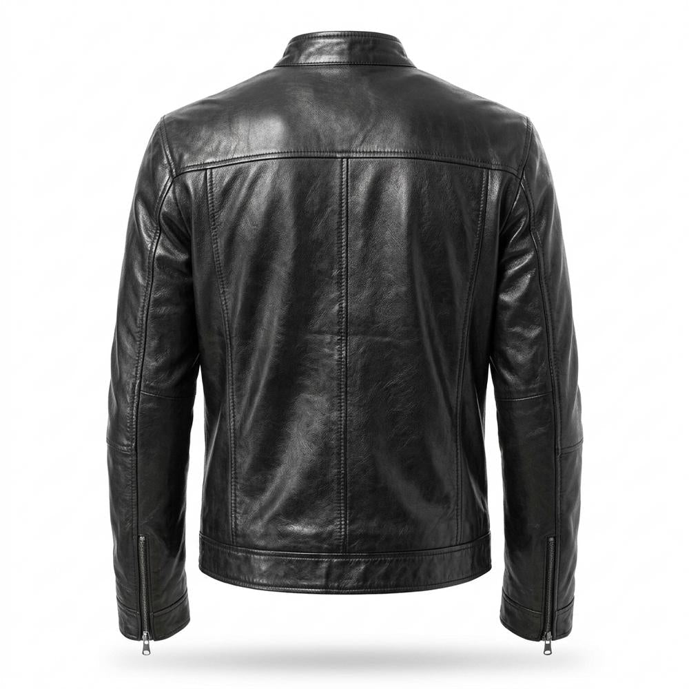 Mens Outlet House - Miver | Zip-Up Structured Leather Jacket Men