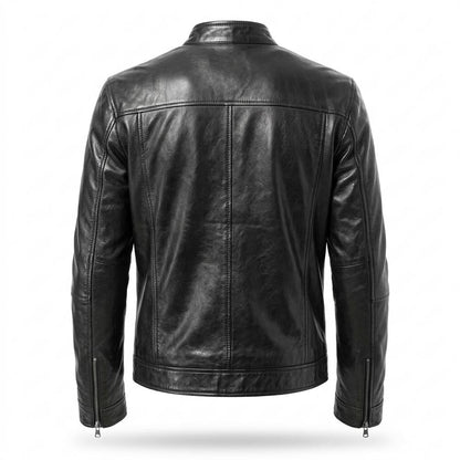 Mens Outlet House - Miver | Zip-Up Structured Leather Jacket Men