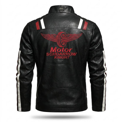 Mens Outlet House - Setor | Striped Racer Leather Jacket Men