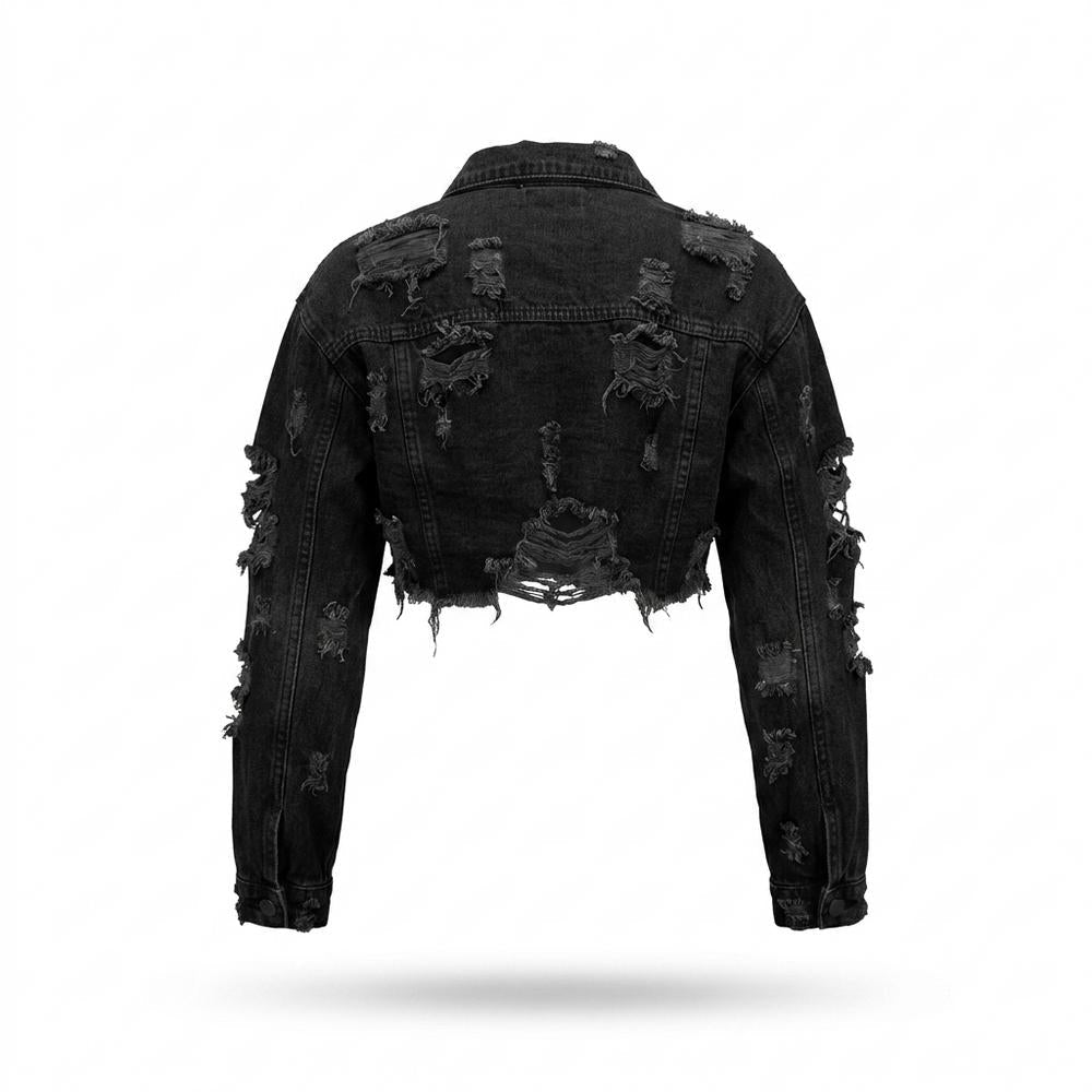 Mens Outlet House - Vimel | Cropped Distressed Denim Jacket Women