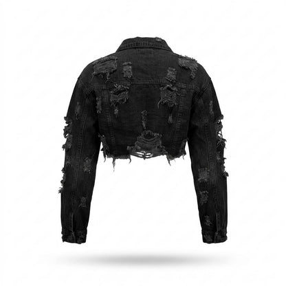 Mens Outlet House - Vimel | Cropped Distressed Denim Jacket Women