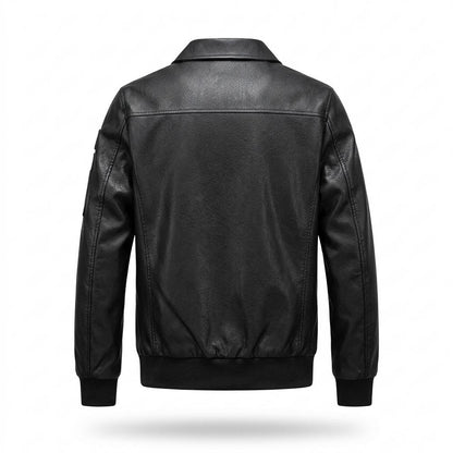 Mens Outlet House - Vinor | Patched Zip-Up Leather Jacket Men