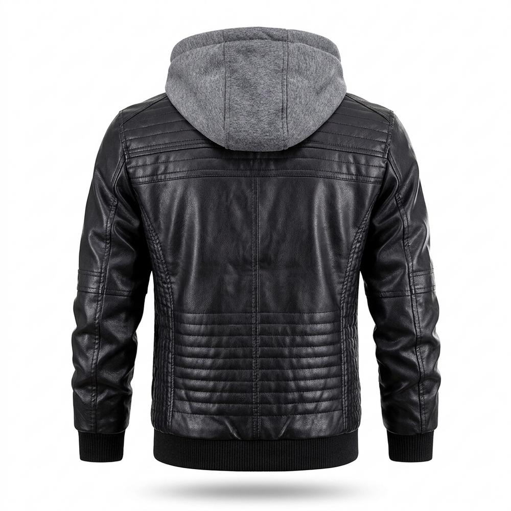 Mens Outlet House - Nenal | Hooded Quilted Leather Jacket Men