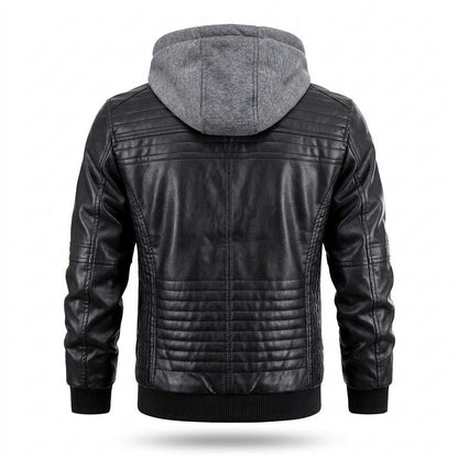Mens Outlet House - Nenal | Hooded Quilted Leather Jacket Men
