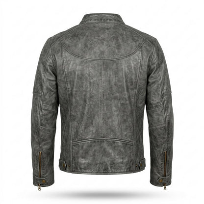 Mens Outlet House - Satal | Distressed Fitted Leather Jacket Men