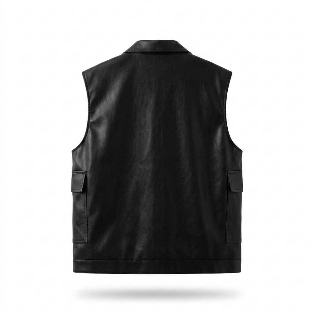 Mens Outlet House - Ramel | Leather-Look Collared Vest Men