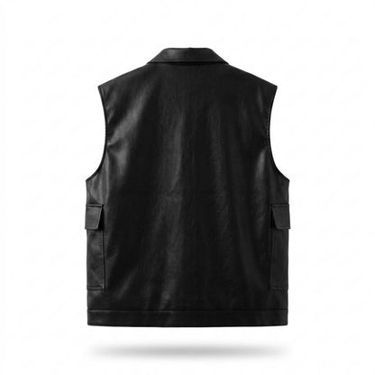 Mens Outlet House - Ramel | Leather-Look Collared Vest Men