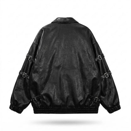 Mens Outlet House - Tazan | Oversized Buckled Leather Jacket Unisex