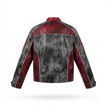 Mens Outlet House - Casol | Two-Tone Embroidered Leather Jacket Men