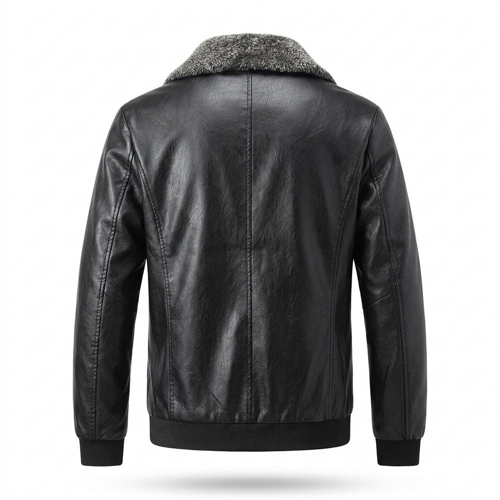 Mens Outlet House - Zasin | Shearling-Collar Zip-Up Leather Jacket Men