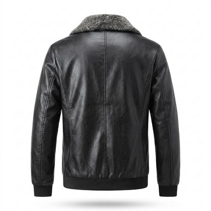 Mens Outlet House - Zasin | Shearling-Collar Zip-Up Leather Jacket Men