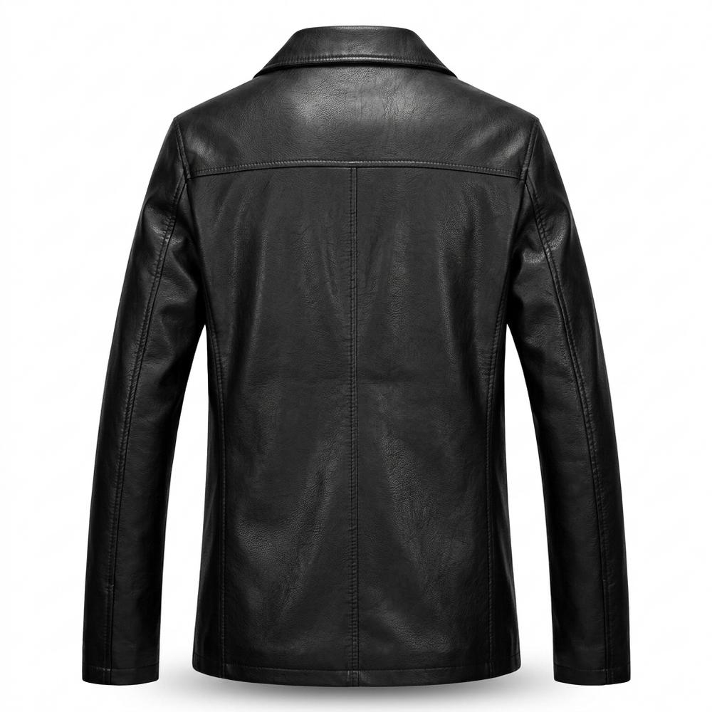 Mens Outlet House - Cokil | Button-Front Collared Leather Jacket Men