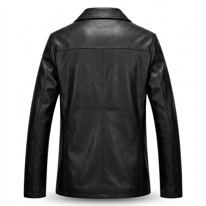 Mens Outlet House - Cokil | Button-Front Collared Leather Jacket Men