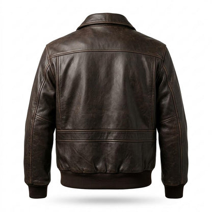 Mens Outlet House - Ellar | Zip-Up Collared Leather Jacket Men