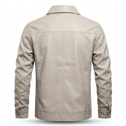 Mens Outlet House - Yovar | Button-Front Collared Leather Jacket Men