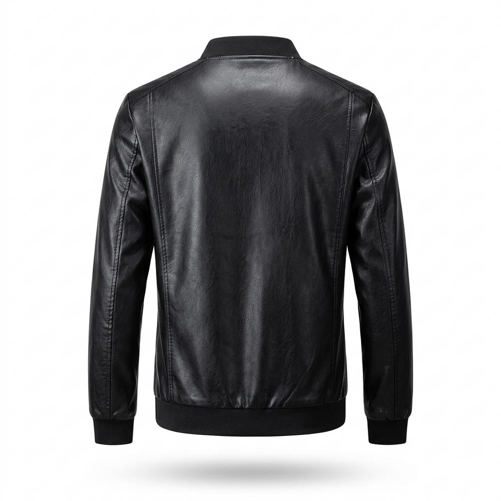 Mens Outlet House - Cavan | Zip-Up Stand-Collar Leather Jacket Men