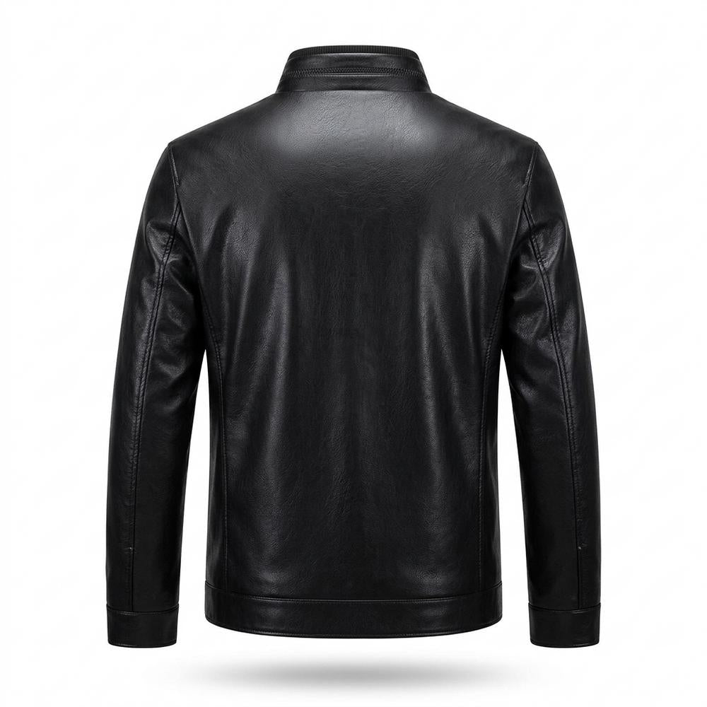 Mens Outlet House - Cosen | Zip-Up Stand-Collar Leather Jacket Men