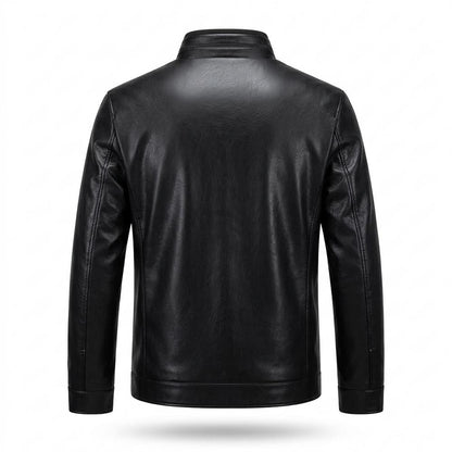 Mens Outlet House - Cosen | Zip-Up Stand-Collar Leather Jacket Men