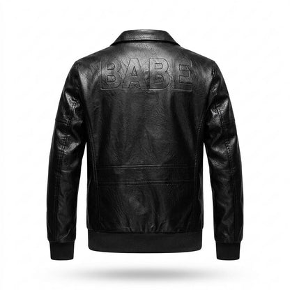 Mens Outlet House - Damar | Embossed Zip-Up Leather Jacket Men