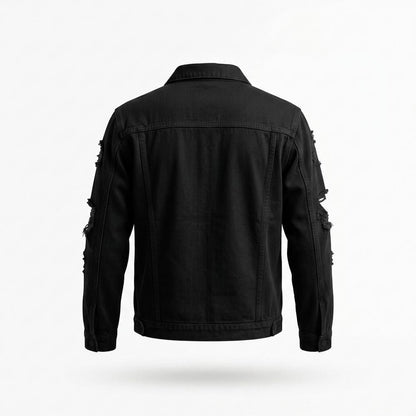 Mens Outlet House - Vasin | Distressed Button-Front Denim Jacket Unisex