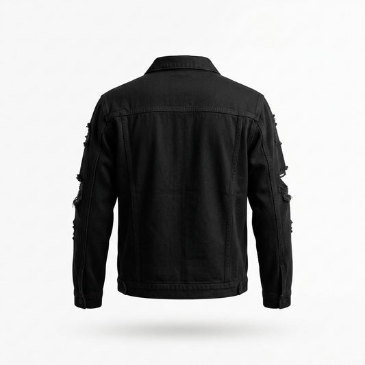 Mens Outlet House - Vasin | Distressed Button-Front Denim Jacket Unisex