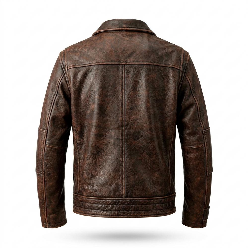 Mens Outlet House - Mimir | Grained Zip-Up Leather Jacket Men