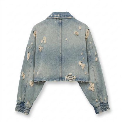 Mens Outlet House - Citir | Distressed Cropped Denim Jacket Unisex