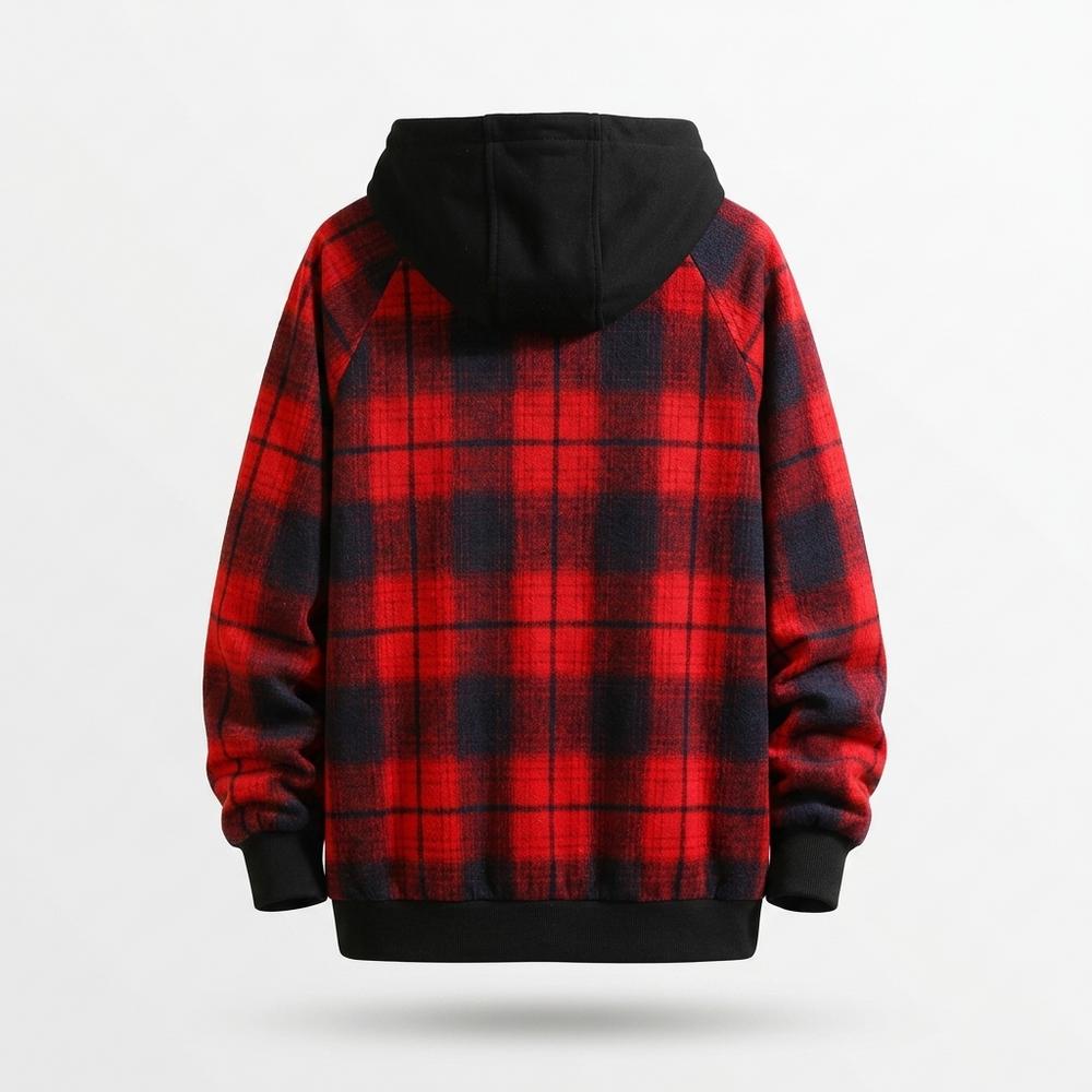 Mens Outlet House - Lyral | Plaid Half-Zip Hoodie Men